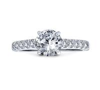 Personaliza Promesa Atemporal Anillo de Compromiso Solitario de Corte Brillante Redondo de 1.75CT AAA CZ para Mujeres Banda Delgada Pavé de Circonita Cúbica Plata de Ley .925 Personalizable