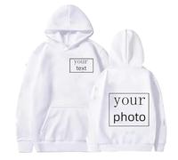 Personaliza Tu Estilo: Sudaderas con Capucha Personalizadas para Hombres y Mujeres - Añade Tu Propio Diseño, Logotipo, Imagen O Texto - Sudadera Informal con Un Toque Personal White,M