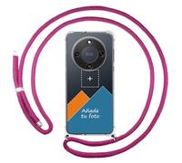 Personaliza tu Funda Colgante Transparente para Huawei Honor Magic 8 Lite 5G con Cordon Rosa Fucsia Dibujo Personalizada