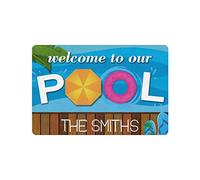 Personaliza Tu Nombre Familiar Bienvenido Personalizado A Nuestra Piscina Felpudo Entrada Antideslizante Felpudos Absorbente Alfombra Baño para Accesorios para El Hogar Baño Ducha 40 X 1626Cm