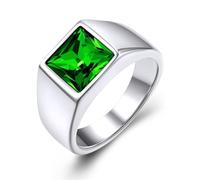 Personalizable Anillo Coctel Banda Grande Cristal Negro, Chunky Fidget Ring Anillo de Sello Cuadrado Talla 72
