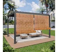 Personalizable Persianas De Bambu Exterior 40 50 60 80 100 110 120 150 160 180cm Cortina De Caña Anti-UV Estores De Bambú Impermeable Filtro Luz Decorativas Retro Para Exteriores Patio Comedor(Carboni