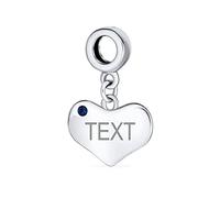 Personalizada Grabable Inicial Monograma Azul Zafiro Cristal Acento Corazón Forma Colgante Abalorios Encanto .925 Plata Esterlina Para Mujeres Adolescente Europea Pulsera Personalizada Grabada