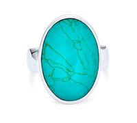 Personalizada Simple Suroeste Boho Estilo Grande Cúpula Cabujón Ovalado Piedra Preciosa Bisel Conjunto Azul Turquesa Occidental Declaración Anillo Para Mujeres .925 Plata De Ley Personalizable