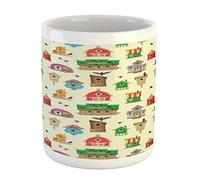 Personalizada Taza de desayuno Las casas de madera del nido de aves hechas por el hombre de varios tipos Illustraiton colorido Original Taza de motivo laboral 330ML para Regalo para padres