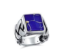 Personalizada Trenzado De Cable De Trigo De Ancho Enlace De La Banda De La Cadena Azul Creado Lapislázuli Piedras Preciosas Rectángulo Declaración Collar Llamativo Para Hombres .925 Plata Esterlina