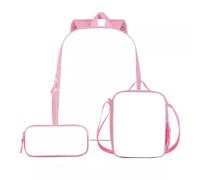 Personalizado 3PCS Set Bolsa Escolar Personalizado DIY Imagen Mochila Niños Moda Libro Bolsa Penbox Alimentos Fiambrera Pink,40X28X14CM