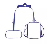 Personalizado 3PCS Set Bolsa Escolar Personalizado DIY Imagen Mochila Niños Moda Libro Bolsa Penbox Alimentos Fiambrera Blue,40X28X14CM