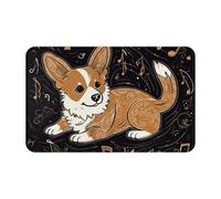 Personalizado Alfombra Ducha Corgi Que ama la música, Absorbente Acolchado, Dormitorio, Cocina, Pasillo, Atrapar Suciedad Alfombra Exterior 40X60cm
