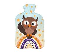 Personalizado Bolsa de agua caliente caucho forro polar 2 litros Botella De Agua De Gran Capacidad Una botella con un colorido suéter Búho con Estrellas [092]
