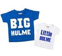 Personalizado camiseta de gran Hermano Hermana Pequeña personalizado Set Azul Camiseta de color blanco disponible en tamaños Set para bebé 0 - 6 meses a 14 - 15 años nuevo bebé Niños Brother regalo azul azul Talla:Little 12-18 Months Big 3-4 Years