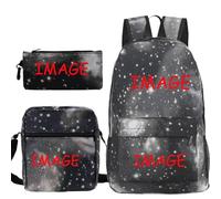 Personalizado DIY Mochila Estudiante Bolsa Escolar 3Pcs/Sets Hombro Bolsas Logotipo Personalizado Hombres Libro Bolsas Color6,42X16X29CM