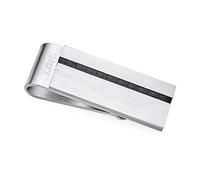 Personalizado Dos Tonos Negro Delgado Tira Tejido Incrustación Grande Ancho Fuerte Fibra De Carbono Hombres Pinza Dinero Tarjetero Regalo Padre Plata Tono Acero Inoxidable Personalizable