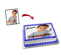 Personalizado Foto con Nombre y Edad para Tartas, OBLEA o Papel de AZÚCAR, Cumpleaños y Ocasiones Especiales, Varios Medidas de Fotos Comestibles para Pastel Rectangulares (26x18cm)