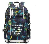 Personalizado Imprimir DIY Su como Foto O Logo Niño Niñas Libro Bolsa Mujeres USB Mochila Portátil Lienzo Hombres Bolsa De Viaje Color3,47CMX30CMX15CM