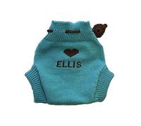 Personalizado lana de merino baby Cloth Diaper Cubierta Soaker Aqua blue-Dark grey Talla:S