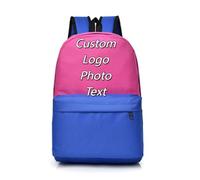 Personalizado Mochila Escolar Niño Niña Personalizada Logo Texto Primaria Escuela Niños Casual Hombros Mochila para Regalo Color4,28 * 12 * 39cm