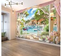 Personalizado Mural 3D Personalizado De Ciudad,Mural De Palomas Y Delfines,Papel Pintado De Paisaje De Castillo De Arquitectura Romana-200Cmx140Cm