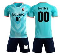 Personalizados camisetas de fútbol para hombres adultos traje de juego de los niños del equipo de formación de traje de manga corta modelos (Azul Celeste)