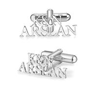 Personalizados Gemelos con Nombre Fecha Grabados Plata para Hombre - Regalo para el Día de San Valentín, Aniversario y Día del Padre