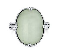 Personalizar Boho Estilo Vintage Fleur Dis Lis Grandes Piedras Preciosas De Filigrana Armadura Ovalada Dedo Completo Declaración Luz Anillo De Jade Verde Para Las Mujeres .925 Plata Esterlina Oxidada