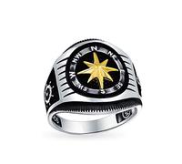 Personalizar Dos Tonos Para Hombre Náutico Barco De La Rueda De Rose Viking Brújula Signet Anillo Para Hombres Negro Chapado En Oro-Tono .925 De Plata Esterlina Hecho A Mano En Turquía Personalizable