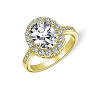 Personalizar Estilo Tradicional De La Vendimia De Corte Brillante Circonio Cúbico Aaa Cz Promise 4Ct Oval Pave Halo Anillo De Compromiso Para La Mujer 14K Chapado En Oro .925 Plata De Ley