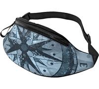 Personalize Fanny Pack Riñonera para Deportes al aire libre Senderismo Azul Longitud Windrose Brújula Cintura Bolsa con Correas, Como se muestra en la imagen, Talla única, moda