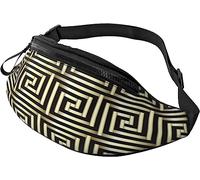 Personalize Fanny Pack Riñonera para Deportes al Aire Libre Senderismo Clave Griega Oro Geométrico Riñonera con Correas, Como se muestra en la imagen, Talla única, moda