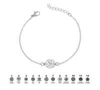 Personalized Birth Month Flower Bracelet - Custom 1-6 Birth Flowers Bracelet Dainty Adjustable Bracelets Gift for Her, Mom, Friend, Wedding Gifts for Bridesmaid Bride