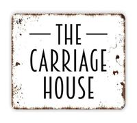 Personalized Carriage House Sign Vintage Metal Plaque Modern Farmhouse Rustic Wall-Art for Estate Garage Decor 8 X 12 in