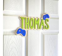 Personalized Gamer Name Sign for Kids - Custom Wooden Door Sign for Boys - Nursery and Gaming Room Decor - Kids Room Wall Name Plaque
