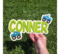 Personalized Monster Truck Name Sign - Custom Kids Door Sign for Boys, Monster Truck Bedroom & Nursery Wall Name Decor, Personalized Kids Room Name Plaque