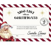 Personalized Nice List Certificate From Santa Claus: Official Document North Pole