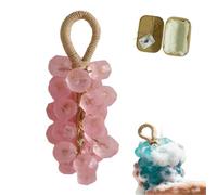 Personalized Original Handmade Crystal Grape Soap Gentle Cleaning Soap,Hanging Grape Soaps on a Rope,DIY Decorative Soaps Bars for Washing Hand,Bathing and Fresh Air (1, Peach)