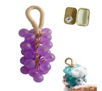 Personalized Original Handmade Crystal Grape Soap Gentle Cleaning Soap,Hanging Grape Soaps on a Rope,DIY Decorative Soaps Bars for Washing Hand,Bathing and Fresh Air (1, Lavender)