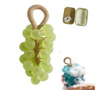 Personalized Original Handmade Crystal Grape Soap Gentle Cleaning Soap,Hanging Grape Soaps on a Rope,DIY Decorative Soaps Bars for Washing Hand,Bathing and Fresh Air (1, Green Tea)