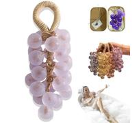 Personalized Original Handmade Crystal Grape Soap, Handcrafted Grape Bunch Soap, Cold Process Bath Soaps, Gentle Cleansing Grapes Soaps On A Rope for Skin Hydration (Pink Rose)