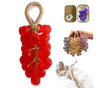 Personalized Original Handmade Crystal Grape Soap, Handcrafted Grape Bunch Soap, Cold Process Bath Soaps, Gentle Cleansing Grapes Soaps On A Rope for Skin Hydration (Rose)