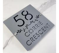 Personalized Outdoor Address Sign - Custom 3D Acrylic House Number Plaque with Floating Leaf Design - Waterproof Modern Door Plate for Wall, Fence, Gate, or Mailbox
