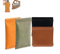 Personalized Snap Closure Leather Organizer Pouch, Portable Pocket Cosmetic Bag Waterproof, 4 Colors Soft Leather Sunglasses Storage Bag (H,4.72 * 4.33in)