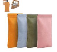 Personalized Snap Closure Leather Organizer Pouch, Portable Pocket Cosmetic Bag Waterproof, 4 Colors Soft Leather Sunglasses Storage Bag (G,7.08 * 3.54in)