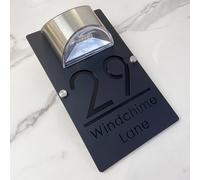 Personalized Solar-Powered LED Door Number Sign, Modern Laser-Cut 3D Address Plaque Waterproof Outdoor House Number Sign Custom Address Plaque for Homes, Apartments, Hotels, Yard, Porch (Black black)