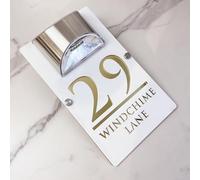 Personalized Solar-Powered LED Door Number Sign, Modern Laser-Cut 3D Address Plaque, Waterproof Outdoor Address Sign for Homes, Apartments, Hotels (White gold)