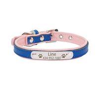 Personalized Tag Pet Dog Collar For Small Medium Large Dogs Custom ID Nameplate Soft Leather Puppy Cat Dog Collar(12,XS)