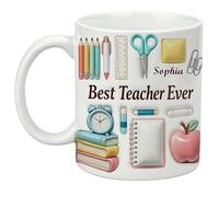 Personalized Teacher - Taza con nombre y efecto falso 3D, diseño personalizado de la mejor taza del maestro, regalo personalizado para los maestros, Thank You TeachersCup,Gif-t for Educator,Teachers