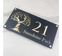 Personalized Tree of Life Acrylic House Sign - Custom Outdoor Floating Address Plaque - Waterproof Family Name Sign for Wall, Gate, Fence, Garden or Porch