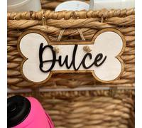 Personalized Wooden Dog Bone Name Tag - Custom Pet Name Plaque for Dog Kennel, Crate or Room - Rustic Dog Sign for Pet Lovers - Custom Dog Room Décor (Style 1)