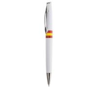 Personalizzate | 50 Bolígrafos personalizados, blancos con la bandera de España. Tinta azul