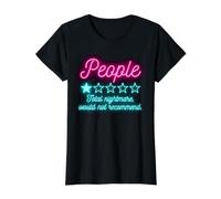 Personas Calificación de una Estrella Diseño de Pesadilla Total Camiseta gráfica económica, Mujer, Negro, XS